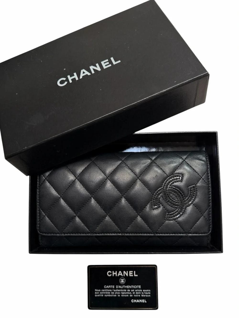 Chanel Quilted Calfskin Wallet w/ Authenticity Card + Box
